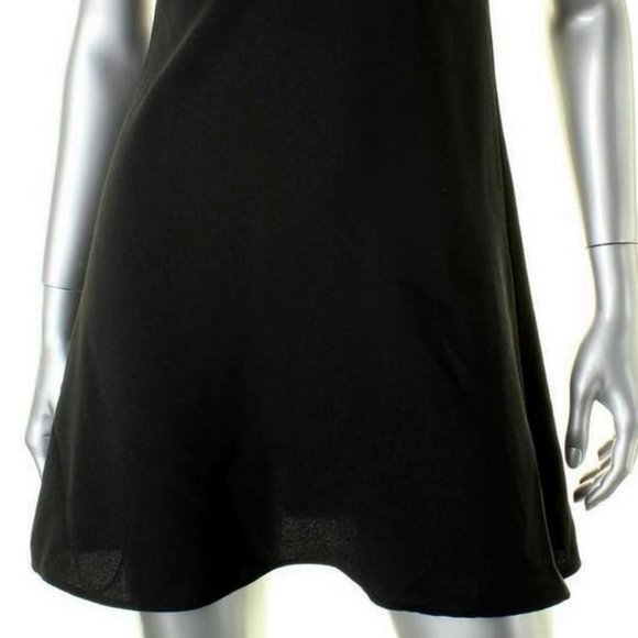 Aqua Black Ruffle Silky Party Dress - Picture 3 of 4